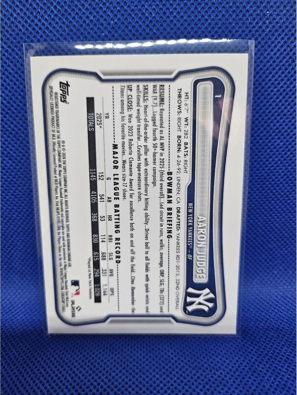 Aaron Judge [Mojo] #1 - 2026 Bowman - NY Yankees
